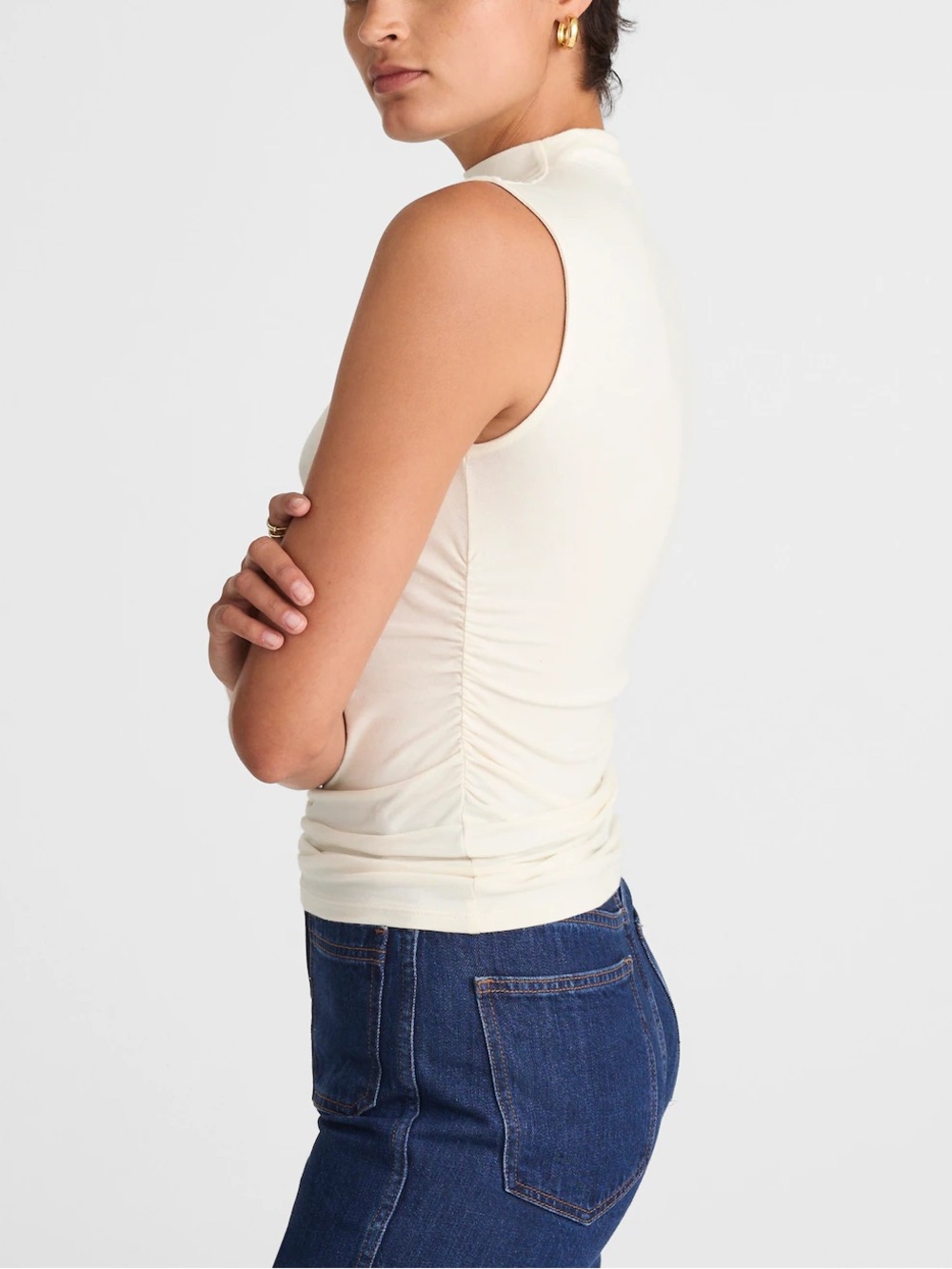 Madewell Ruched Mockneck Tank - Picture 3 of 10